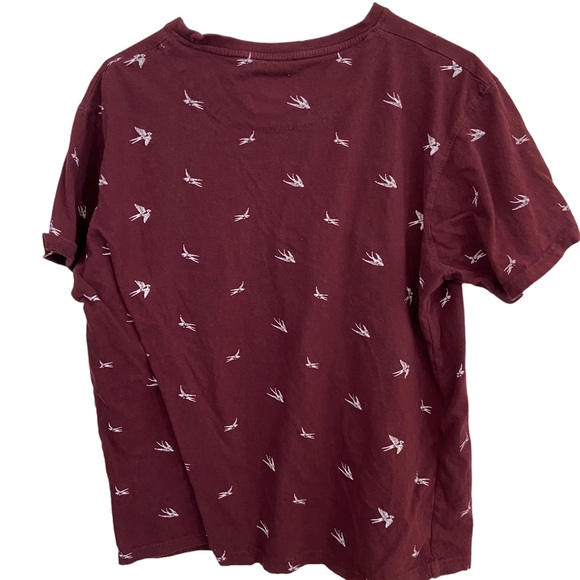 Ping Pong France Maroon Men’s XL Slim Fit T-Shirt BIRDS Pattern - Picture 3 of 3